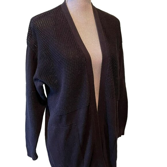 Lululemon Easy Embrace Wrap Sweater Black Oversized Cotton Size XS - Picture 7 of 9